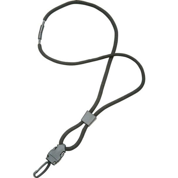 AbilityOne  SKILCRAFT Premium Round Cord Neck Lanyard - 1 Dozen - 36" Length - Black - Polyester, Plastic