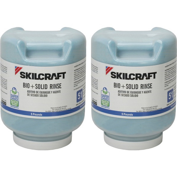 AbilityOne  SKILCRAFT Bio-solid Dishwasher Rinse Additive - 80 oz (5 lb)Bottle - 2 / Box - Blue