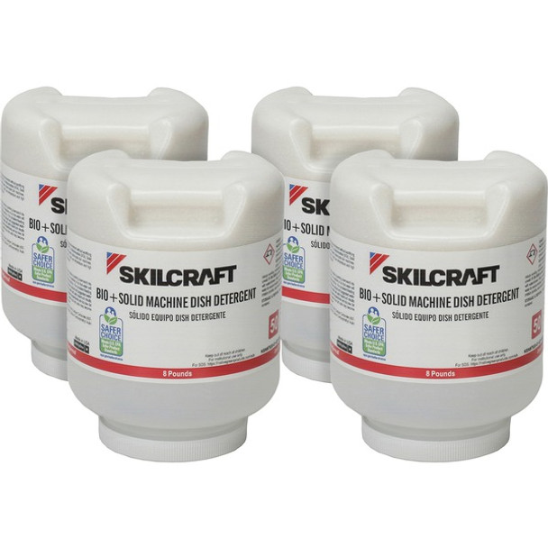 AbilityOne  SKILCRAFT Dishwashing Detergent - 128 oz (8 lb)Bottle - 4 / Box - White