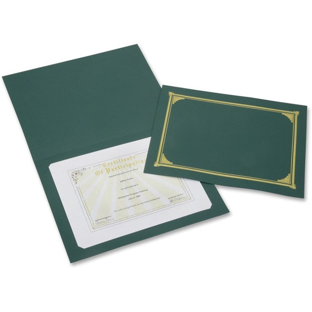 AbilityOne  SKILCRAFT A4 Recycled Certificate Holder - 8 17/64" x 11 11/16" , 8 1/2" x 11" , 8" x 10" - Green - 30% Recycled - 6 / Pack