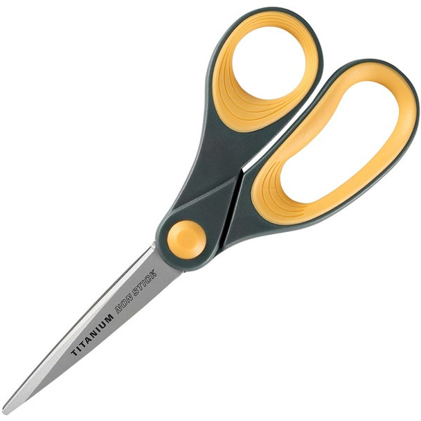 AbilityOne  SKILCRAFT Titanium 8" Straight Scissors - Straight - Titanium - Gray/Yellow - 1 Each