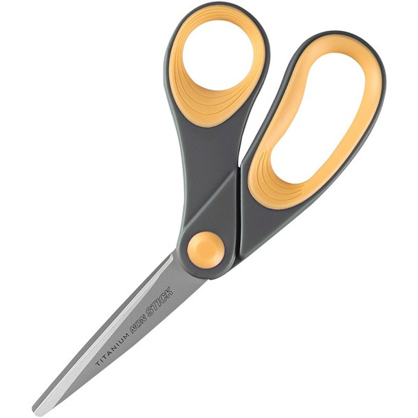 AbilityOne  SKILCRAFT Nonstick Titanium Scissors - Bent - Titanium - Gray/Yellow - 1 Each