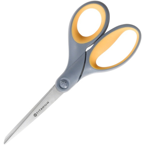 AbilityOne  SKILCRAFT Titanium Scissors - Straight - Titanium - Gray/Yellow - 1 Each