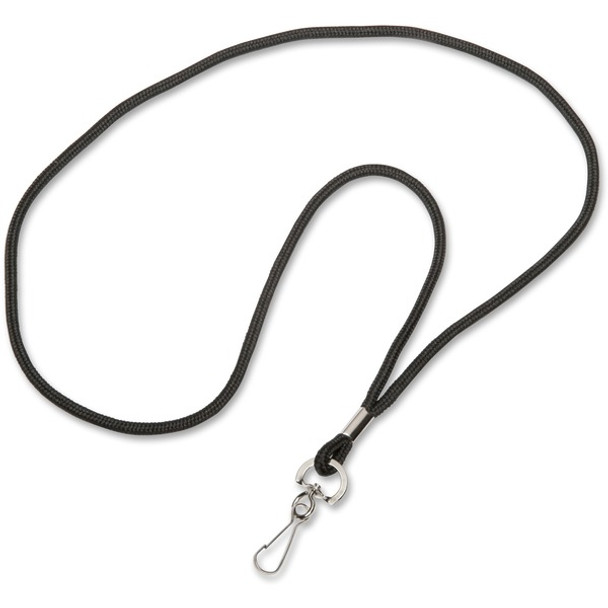 AbilityOne  SKILCRAFT J-hook Cord-style Lanyard - 1 Dozen - Black