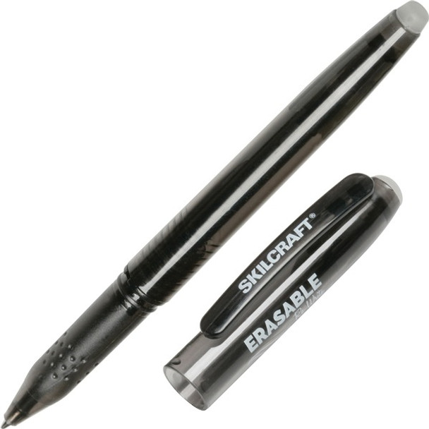 AbilityOne  SKILCRAFT Erasable Stick Pen - 0.5 mm Pen Point Size - Black Gel-based Ink - Translucent Barrel - 1 Dozen