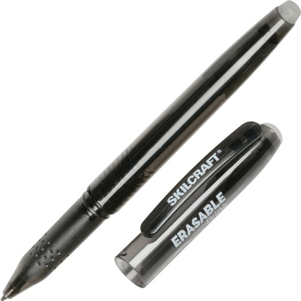 AbilityOne  SKILCRAFT Erasable Stick Pen - 0.7 mm Pen Point Size - Black Gel-based Ink - Translucent Barrel - 1 Dozen