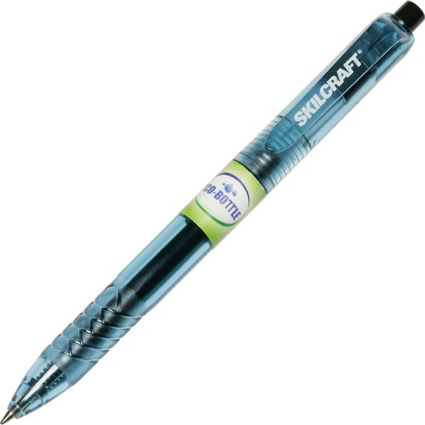 AbilityOne  SKILCRAFT Recycled Retractable Gel Pen - 0.7 mm Pen Point Size - Retractable - Black Gel-based Ink - Transparent Barrel - 1 / Dozen