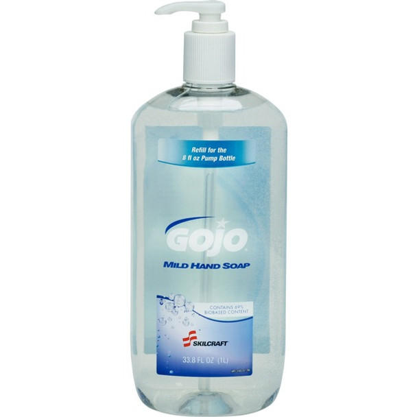 AbilityOne  SKILCRAFT Mild Liquid Hand Soap Refill - 33.8 fl oz (1000 mL) - Pump Bottle Dispenser - Hand - Clear - Triclosan-free, Dye-free, Paraben-free, Bio-based - 1 Each