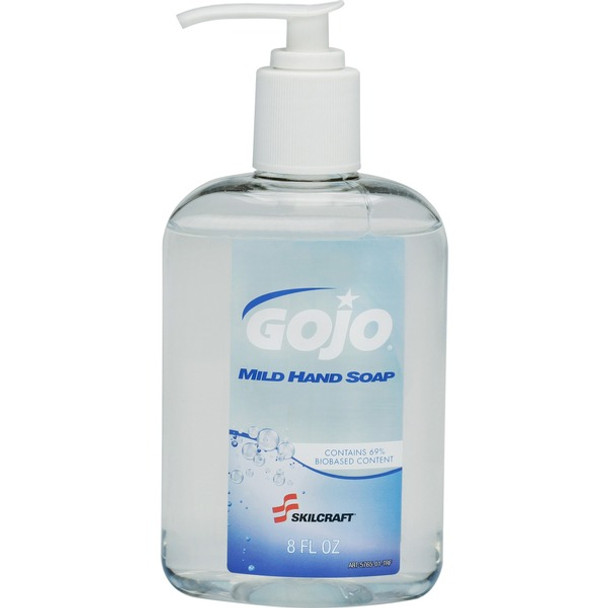 AbilityOne  SKILCRAFT Mild Liquid Hand Soap - 8 fl oz (236.6 mL) - Push Pump Dispenser - Hand - Clear - Dye-free, Triclosan-free, Paraben-free - 12 / Carton