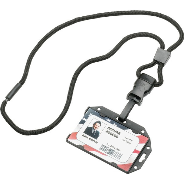 AbilityOne  SKILCRAFT RFID Card Holder Lanyard - 1 Dozen - 36" Length - Black