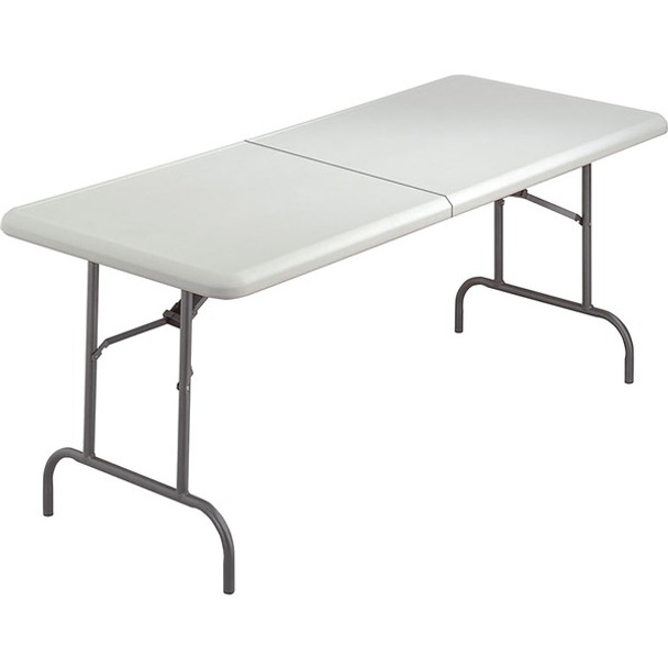 AbilityOne  SKILCRAFT Blow-mold Bi-folding Table - For - Table TopRectangle Top x 72" Table Top Width x 30" Table Top Depth - Assembly Required - Platinum - High-density Polyethylene (HDPE) - 1 Each - TAA Compliant