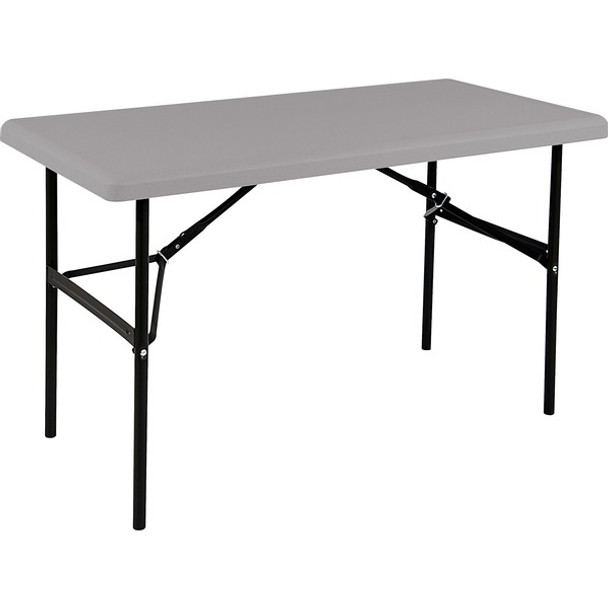 AbilityOne  SKILCRAFT Blow-molded Folding Table - For - Table TopRectangle Top x 96" Table Top Width x 30" Table Top Depth - Assembly Required - Charcoal - High-density Polyethylene (HDPE) - 1 Each - TAA Compliant