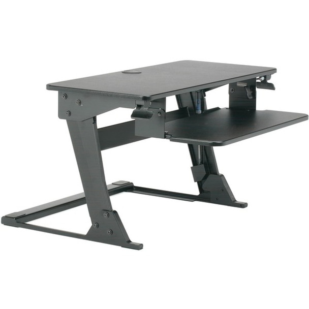 AbilityOne  SKILCRAFT Sit Stand Workstation - 35 lb Load Capacity - 36" Width - Desktop, Tabletop - Wood, Steel - Black - TAA Compliant