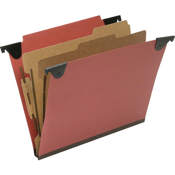 AbilityOne  SKILCRAFT Straight Tab Cut Letter Recycled Hanging Folder - 8 1/2" x 11" - Top Tab Position - 2 Divider(s) - Red - 60% Fiber Recycled - 10 / Box - TAA Compliant