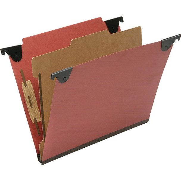 AbilityOne  SKILCRAFT Straight Tab Cut Letter Recycled Hanging Folder - 2" Folder Capacity - 8 1/2" x 11" - Top Tab Position - 1 Divider(s) - Red - 60% Fiber Recycled - 10 / Box - TAA Compliant