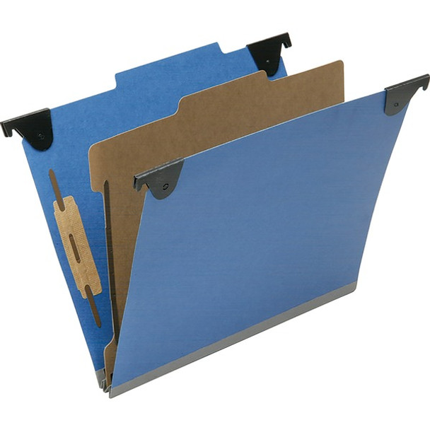 AbilityOne  SKILCRAFT 2/5 Tab Cut Letter Recycled Hanging Folder - 1" Folder Capacity - 8 1/2" x 11" - Top Tab Position - 1 Divider(s) - Royal Blue - 60% Fiber Recycled - 10 / Box