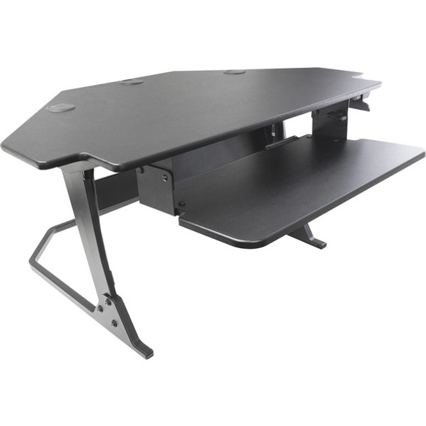 AbilityOne  SKILCRAFT Corner Unit Standing Desk - 35 lb Load Capacity - 20" Height - Wood, Steel - Black - TAA Compliant