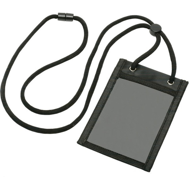 AbilityOne  SKILCRAFT Vertical 3-pocket Lanyard - Vertical - Polyester, Nylon - 25 / Box - Clear, Black