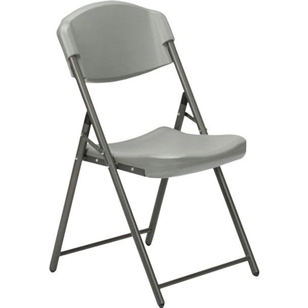 AbilityOne  SKILCRAFT Blow-Molded Folding Chair - Powder Coated Steel Frame - Charcoal - High-density Polyethylene (HDPE), Plastic - 1 Each