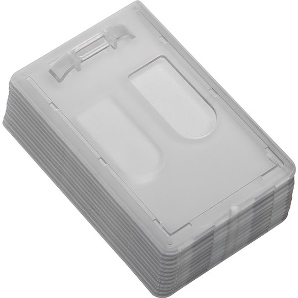 AbilityOne  SKILCRAFT Dual ID Card Holder - Vertical - 2.2" x 3.4" x - Plastic - 1 Dozen - White - Rigid, Top Loading