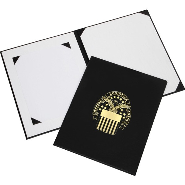 AbilityOne  SKILCRAFT Military Seal Award Certificate Binder - Inside Front & Back Pocket(s) - Black - 1 Each