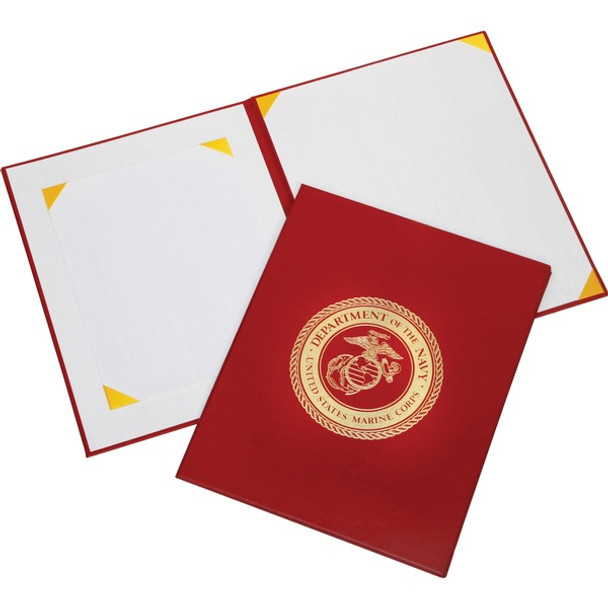 AbilityOne  SKILCRAFT Military Seal Award Certificate Binder - Inside Front & Back Pocket(s) - Red - 1 Each