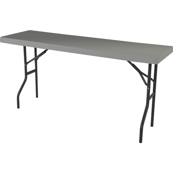 AbilityOne  Blow-Molded Folding Table - For - Table TopCharcoal Gray Rectangle Top - Gray Folding Base x 72" Table Top Width x 18" Table Top Depth - 29" Height - High-density Polyethylene (HDPE) Top Material - 1 Each - TAA Compliant