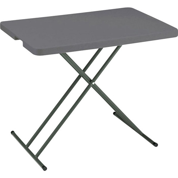 AbilityOne  Blow-Molded Adjustable Folding Table - For - Table TopCharcoal Gray Rectangle Top - Gray Folding Base - 30" Table Top Length x 20" Table Top Width - 28" Height - High-density Polyethylene (HDPE) Top Material - 1 Each - TAA Compliant