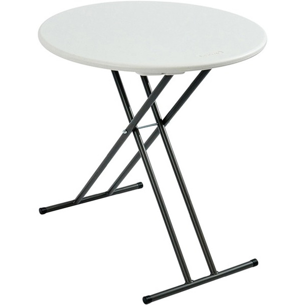 AbilityOne  Blow-Molded Adjustable Folding Table - For - Table TopPlatinum Gray Round Top - Gray Folding Base x 24" Table Top Diameter - 28" Height - High-density Polyethylene (HDPE) Top Material - 1 Each - TAA Compliant