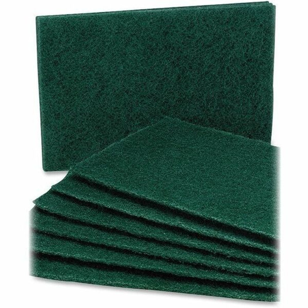 AbilityOne  SKILCRAFT Scouring Pad - 0.3" Height x 6" Width x 9.5" Depth - 10/Pack - Nylon - Green