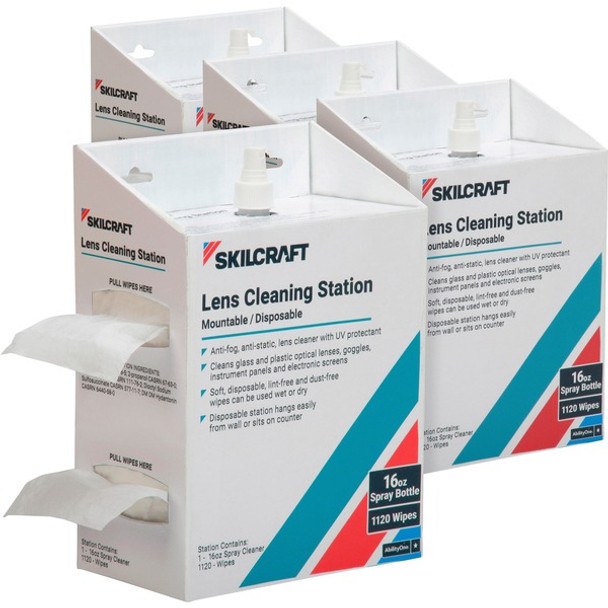 AbilityOne  SKILCRAFT Lens Cleaning Station - 16 fl oz - Disposable - For Lens - 4 / Box