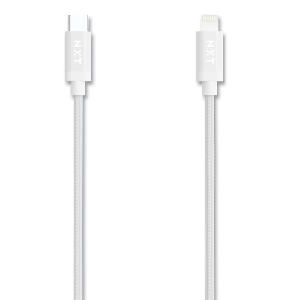 Braided Apple Lightning Cable to USB-C Cable, 6 ft, White