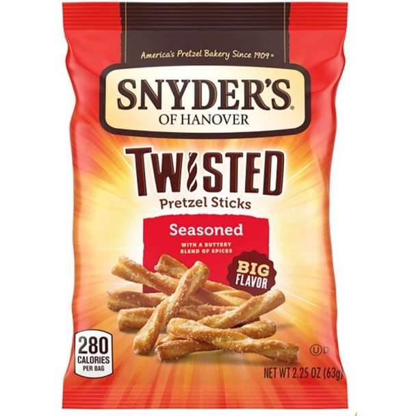 Office Snax Twisted Seasoned Pretzel Sticks - Butter, Onion, Garlic, Crunch - 2.25 oz - 36 / Carton