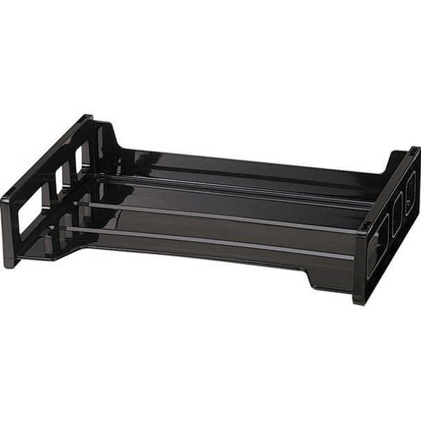 Officemate Side-Loading Desk Tray - 2.8" Height x 13.2" Width x 9" DepthDesktop - Stackable, Durable, Non-stick, Portable, Carrying Handle - Black - 1 Each