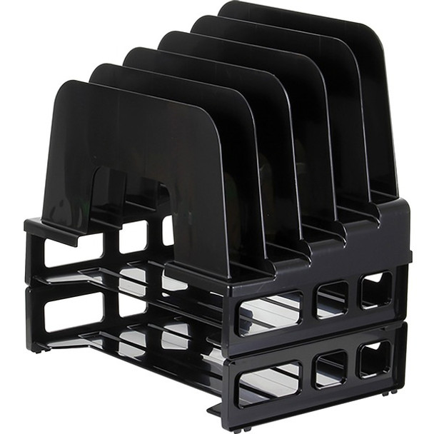 Officemate Tray/Incline Sorter Combo - 5 Compartment(s) - 14" Height x 9.1" Width x 13.5" DepthDesktop - Stackable - Black - 1 / Pack