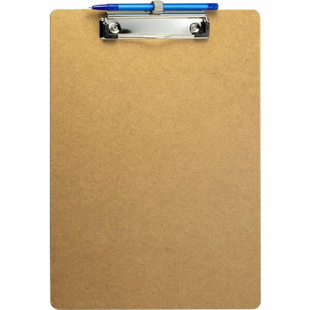 Officemate Low Profile Wood Letter Size Clipboard w Pen Holder / 6 Pack - 11" x 8 1/2" - Wood - Brown - 6 Pack