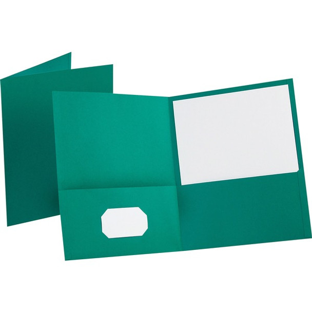 Oxford Letter Recycled Pocket Folder - 8 1/2" x 11" - 100 Sheet Capacity - 2 Internal Pocket(s) - Leatherette - Teal - 10% Recycled - 25 / Box