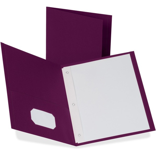 Oxford Letter Recycled Pocket Folder - 8 1/2" x 11" - 3 Fastener(s) - 1/2" Fastener Capacity for Folder - 2 Inside Front & Back Pocket(s) - Leatherette - Burgundy - 10% Recycled - 25 / Box