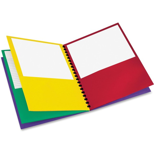 Oxford 99656 Letter Pocket Folder - 8 1/2" x 11" - 200 Sheet Capacity - 8 Pocket(s) - Fiber - Red, Green, Yellow, Purple - 1 Each