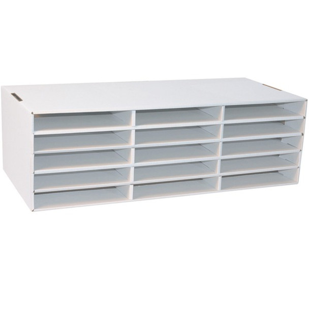 Classroom Keepers 9" x 12" Construction Paper Storage - 15 Compartment(s) - Compartment Size 1.50" x 10" x 12.50" - 9.4" Height x 29.3" Width x 12.9" DepthDesktop - 70% Recycled - White - Corrugated Cardboard - 1 Each
