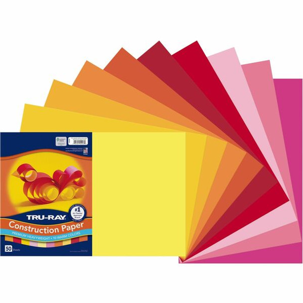 Tru-Ray Construction Paper - Project, Bulletin Board - 18"Width x 12"Length - 1 / Pack - Warm Assorted - Paper
