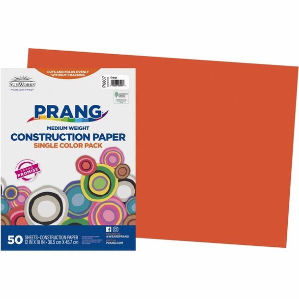 Prang Construction Paper - Multipurpose - 12"Width x 18"Length - 50 / Pack - Orange