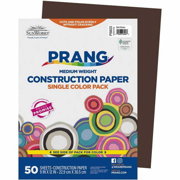 Prang Construction Paper - Art - 12"Width x 9"Length - 50 / Pack - Dark Brown - Groundwood