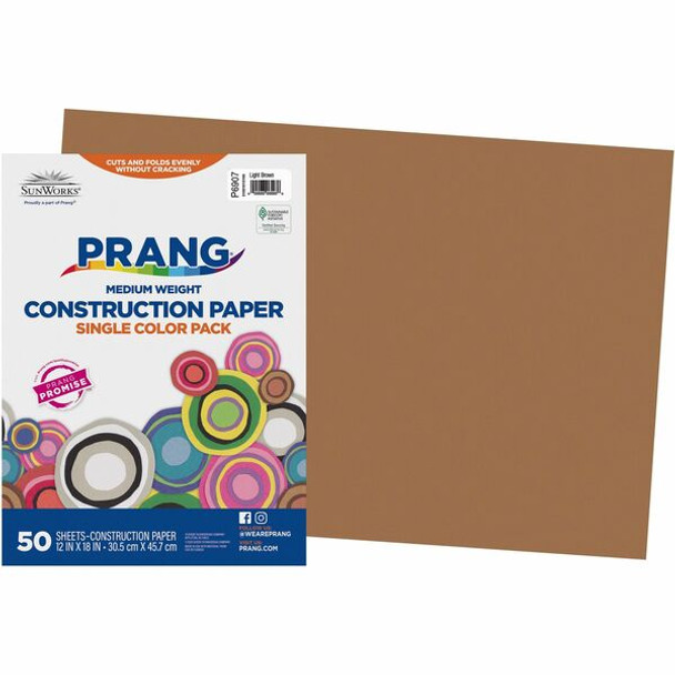 Prang Construction Paper - Art - 18"Width x 12"Length - 50 / Pack - Light Brown - Groundwood