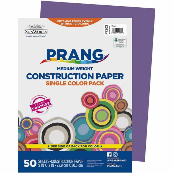 Prang Construction Paper - Multipurpose - 12"Width x 9"Length - 50 / Pack - Violet - Groundwood