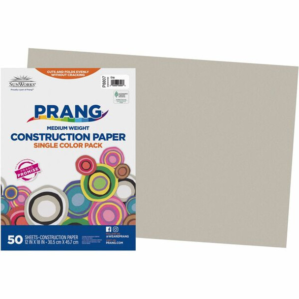 Prang Construction Paper - Multipurpose - 18"Width x 12"Length - 50 / Pack - Gray - Groundwood