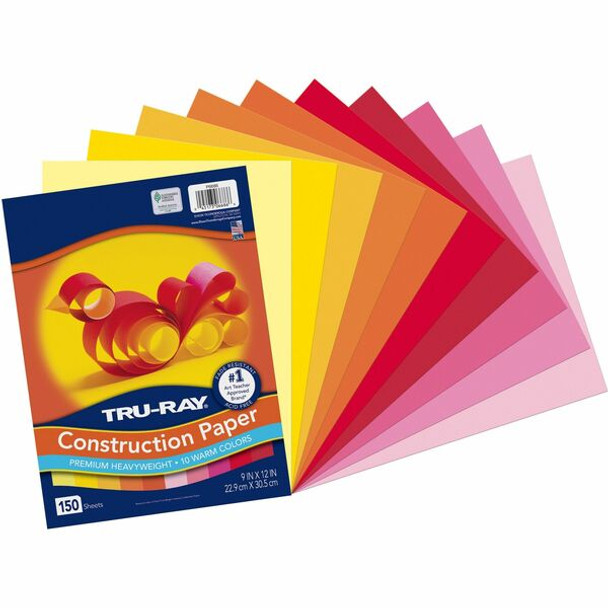 Tru-Ray Construction Paper - Construction, Art Project, Craft Project - 9"Width x 12"Length - 12 / Carton - Orange, Yellow, Electric Orange, Pink, Shocking Pink, Light Yellow, Pumpkin, Gold, Festive Red, Holiday Red - Sulphite