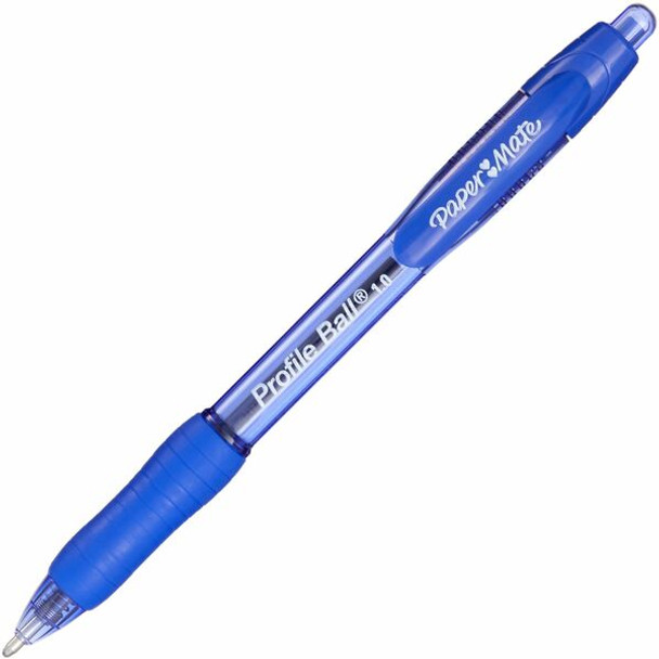 Paper Mate Profile 1.0mm Ballpoint Pens - Medium Pen Point - 1 mm Pen Point Size - Conical Pen Point Style - Retractable - Blue - Blue Barrel - 1 Dozen