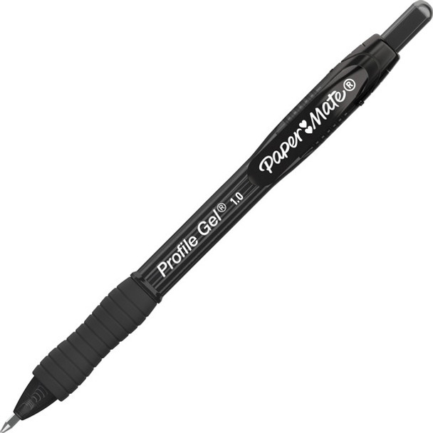 Paper Mate Profile Gel 1.0mm Retractable Pen - Medium Pen Point - 1 mm Pen Point Size - Retractable - Black - 1 Dozen