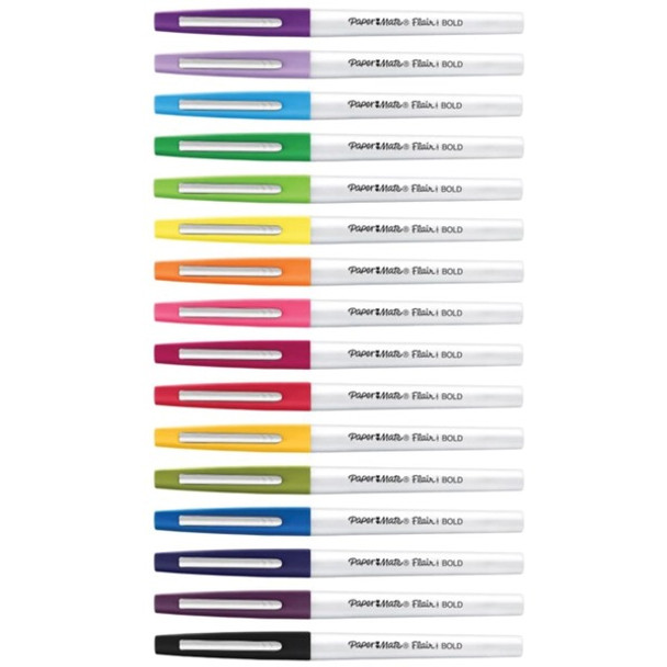 Paper Mate Flair Felt Tip Pens - Bold Pen Point - Assorted - 16 / Pack